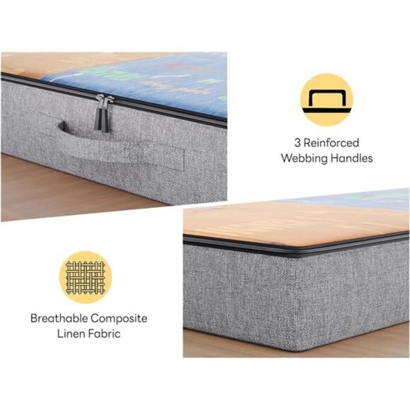 2-Pack Under Bed Storage Containers, 4.5 Inches Tall Low Profile Underbed - Picture 4 of 7